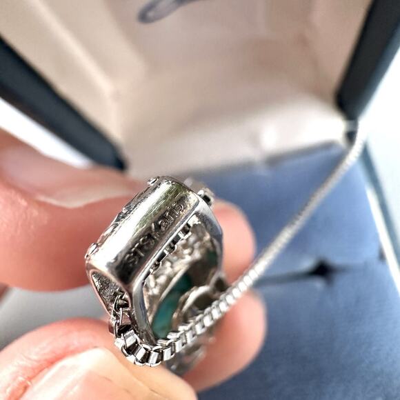 Karis Mojave Turquoise Pendant Necklace Stainless Steel Silver Oval Stone 18” - Picture 6 of 8